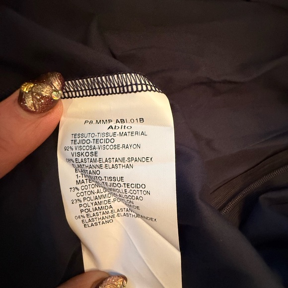 MaxMara Black/Navy 3/4 Sleeve Wrap Dress w/ Pleated Midi Skirt Size 44/M/L $825 - Picture 13 of 14